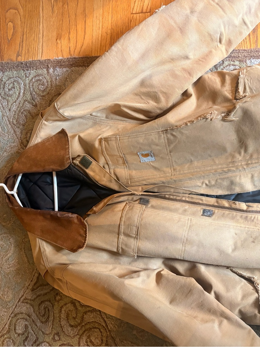 XXL Carhartt Brown Duck Work Jacket with Corduroy Collar
